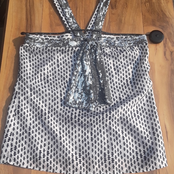 Tory Burch Tops - Tory Burch White Silver Sequin Tank